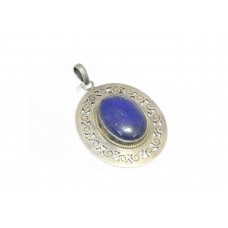 Handmade 925 Sterling Silver Pendant Natural blue smoky lapiz lazuli stone